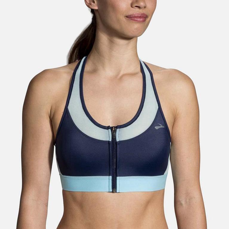 Brooks Women's FastForward Zip Running Bra - Blue (AQOB87153)